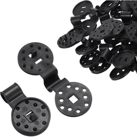 Lot de 25 clips de fixation pour toile d'ombrage - En plastique - Taille moyenne - Pour extérieur, jardin, serre agricole, filet anti-oiseaux, noir (1/5)
