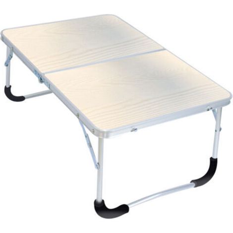 Klappbarer Campingtisch mit Metallgestell, Holzplatte und Sicherheitsverriegelung, Kiefernholzmaserung, 62 x 42 x 28 cm