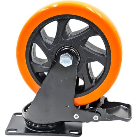 RUEDA GIRATORIA PARA MUEBLES DE 5″ (125 MM) CON FRENO DE HASTA 100 KG - RUEDA DE TRANSPORTE RESISTENTE CON PLACA DE MONTAJE