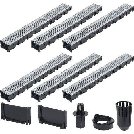 Juego de 6 canales de drenaje de acero galvanizado de 100 cm 020003069