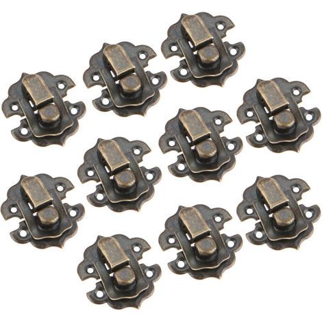 CCYKXA 10pcs Vintage Jewelry Box Latches, Antique Hasp Locks 29 x 31 mm Box Clasp Latch Toggle Clasp Hasps for Jewelry Box Gift Box, Antique Bronze