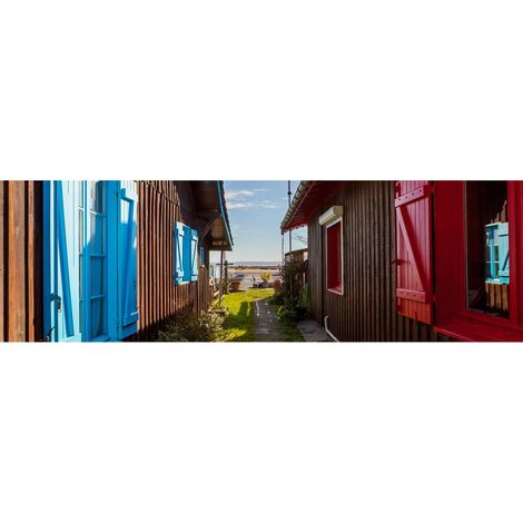 Tableau sur toile cabane Cap Ferret 30x97 cm - Impression sur Toile Murale Décorative - Image imprimée en HD sur Toile - Toile sur Châssis en Bois FSC - Fabriqué en France