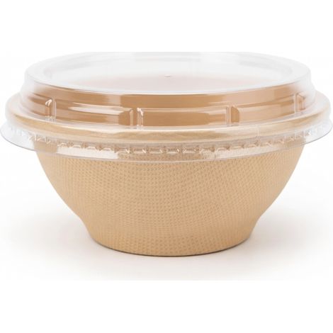 Bol en papier kraft jetable 220 ml, couvercle en PET