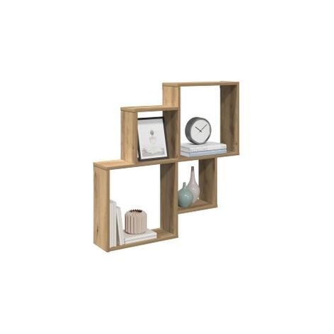 Étagère murale chêne artisanal 80x15x78,5 bois d'ingénierie (1/5)
