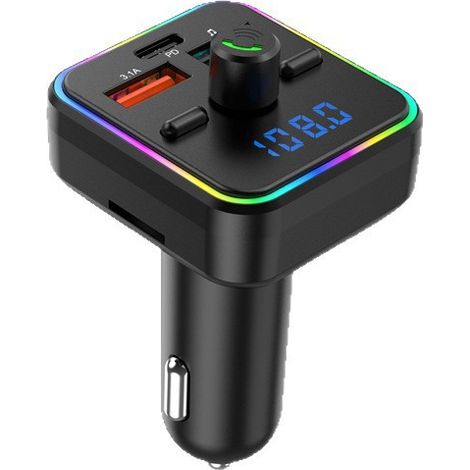 C34 Colorful Light Car MP3 Player Charger, Hands-free Calling FM Transmitter, Music USB Flash Drive -- C34 with Packaging (1/3)