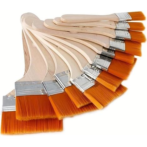 KOWOLL Lot de 5 pinceaux pour peinture artistique, pinceaux en nylon de tailles assorties avec manches en bois pour acrylique, huile et aquarelle (1/5)