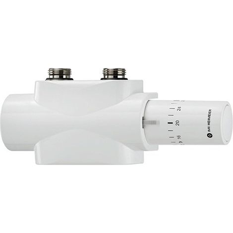 IMI Heimeier Multilux 4 1 ou 2 tuyaux kit de raccord avec Halo, droit et angle droit R1/2 - G3/4 HOH 50mm design blanc