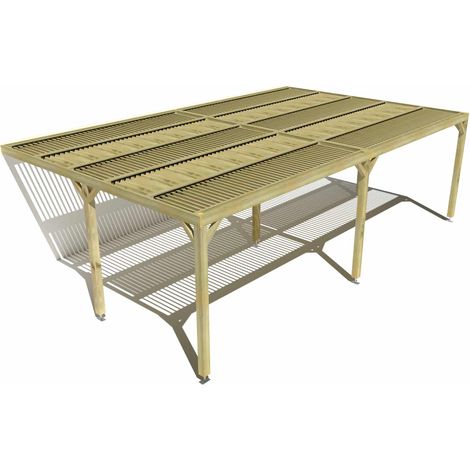 Pergola bois • 8m x 5m • adossée • sens largeur • lames orientables bioclimatiques incluses • livraison comprise (1/3)
