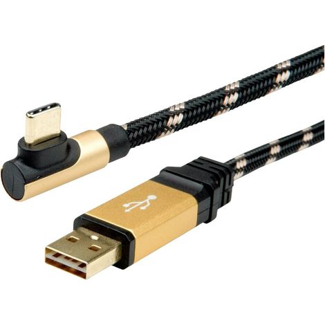 Roline Câble USB USB 2.0 USB-A mâle, USB-C® mâle 0.80 m noir, or blindé 11.02.9060