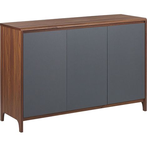Credenza in Legno Scuro e Grigio in Legno 3 Ante Stile Retro Moderno Medfort
