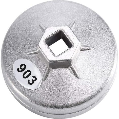 Clé de Filtre à Huile, Outil de Démontage de Douille de Clé de Filtre à Huile en Aluminium de 74mm 14 Cannelures 903 Couleur Argent (1/5)