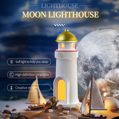 Phare LED rechargeable (blanc) avec portabilité sans fil et projection lunaire (1/5)