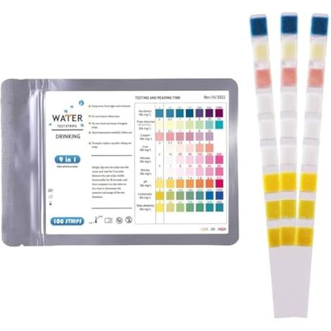 100 pièces bandelettes de test 9-en-1 pour aquarium, kit d'analyse d'eau pour pH, nitrate, nitrite, ammoniac, dureté en eau douce et salée, résultats rapides en 60 secondes