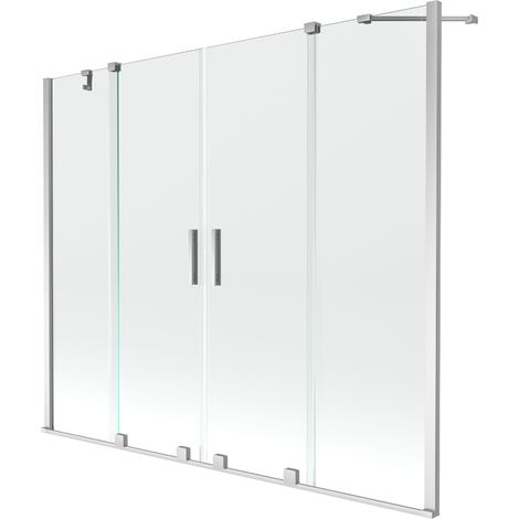 Paroi de baignoire extensible 2 volets Mexen Velar Duo 190 x 150 cm, transparent, chrome - 896-190-000-02-01 (1/5)