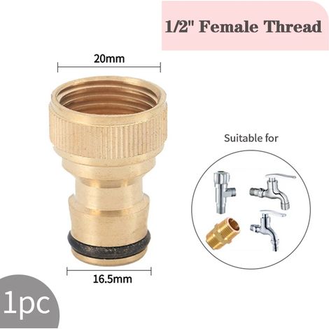 (Filet femelle 12 mm, voir image) Adaptateur à filetage rapide pour système d'irrigation goutte à goutte de jardin, raccords pour tuyau en cuivre. (1/5)