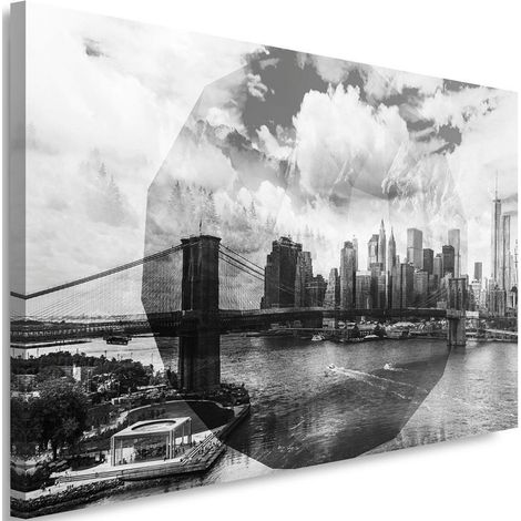 Tableau sur toile New York ville géométrique noir et blanc 60x40 (1/5)