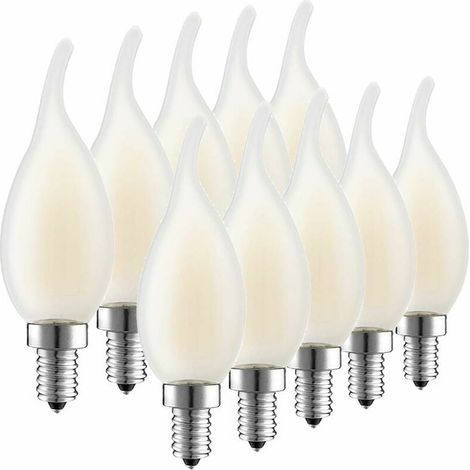 Lampadina LED a filamento E14, confezione da 10 lampadine effetto fiamma, consumo energetico 4 Watt equivalente a 40W a incandescenza, luce bianca calda 2700K e 400LM, angolo del fascio luminoso di 36 (1/5)