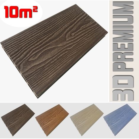 Listone WPC 3D 10m² per pavimentazione decking colore Chocolate effetto legno listone 146x2200mm spessore 25mm (1/5)