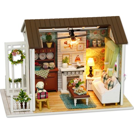Kit maison miniature en bois à monter soi-même, décoration intérieure modèle maisonnette simulée auto-construite