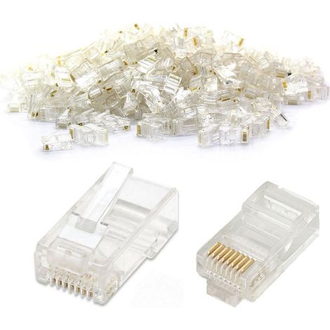 Plug connettore adattatore ethernet rj45 cat 5 cavo rete connettori 8p 8c 90pz (1/2)