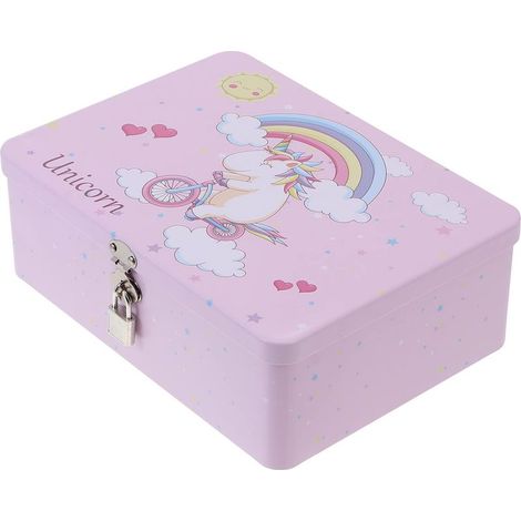 Boîte De Rangement Avec Cadenas Et Clés Motif Dessin Animé 9.65 X 7.09 X 3.35 Pouces Coffret Cadeau Sécurisé Pour Organiser Bijoux Cosmétiques Et Objets Personnels (1/5)