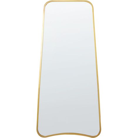 Specchio da parete moderno con cornice in ferro di forma irregolare per il soggiorno 58 x 122 cm Gold Levet