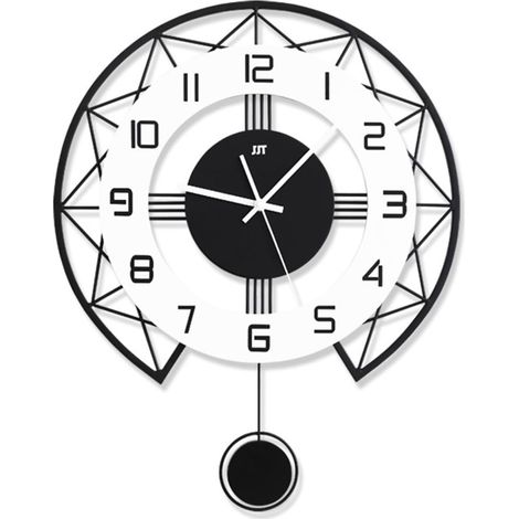 Grande horloge murale, idéale pour la décoration du salon, horloge à pendule moderne et silencieuse, sans tic-tac, fonctionne à piles, 35 x 43 cm (1/4)