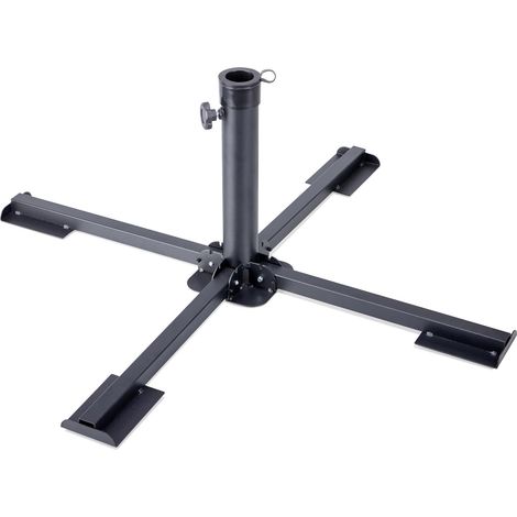 Pied de Parasol Pliable en Acier pour parasols Support de parasol en acier thermolaqué pour jardin, terrasse et balcon, adapté à différents mâts (1/5)