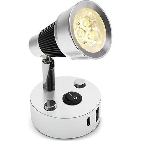 12V LED-Wandleuchte für vielseitige Innenbeleuchtung, Farbe Schwarz und Silber, mit USB-A- und USB-C-Anschlüssen, Farbtemperatur 3000-3500K. (1/5)
