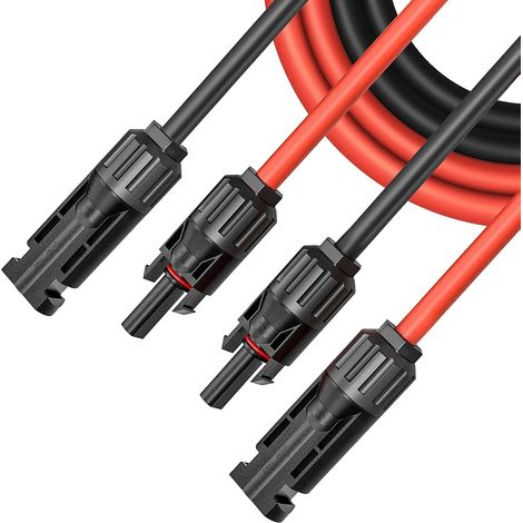 Câble d'Extension de Panneau Solaire,Câble d'Extension Solaire 4mm², Fil de Cordon Photovoltaïque avec Connecteurs Femelle et Mâle Kit d’adaptateur pour Photovoltaïque Panneau(1m) (1/5)