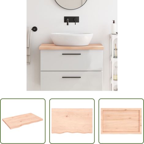Eichenholz Waschtischplatte - Waschtischplatte 80x50x(2-4) cm Massivholz Unbehandelt (1/5)