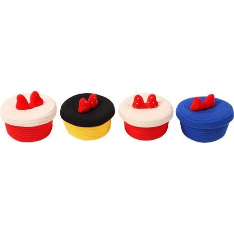 Paniers en Corde De Coton 4 Pièces, Paniers De Rangement Tissés Ronds De 7,9 Pouces De Diamètre, Sûrs Et Durables pour la Chambre à Coucher, Le Bureau Et L'organisation Familiale (1/5)