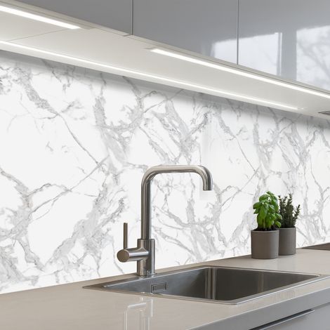 Kitchen Splashback Marble - Pure - Gray - Veins 250x80 cm