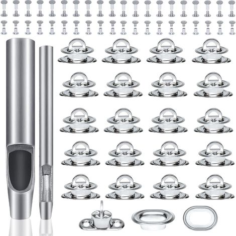 Grommets Eyelets Outils, Oeillets pour Baches, Trousse à Oeillets, œillets Ovales Twist Verrouiller en Laiton, Trousse à œillets Outils pour Bâche, Chaussures, Vêtements, Tentes (1/5)