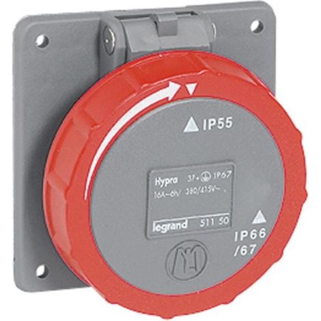 Prise à entraxes unifiés Hypra IP66/67-55 - 380V à 415V - 3P+T- plastique - LEGRAND
