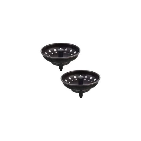 noire 2 pièces Bouchon d'évier à tête plate américaine filtre d'évier en acier inoxydable, accessoires de vidange d'évier de cuisine (1/5)