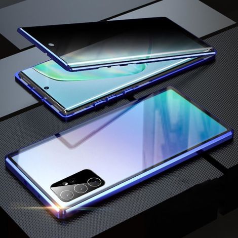 Coque Samsung Galaxy S22 Ultra anti-espion, étui double face verre trempé bleu, protection confidentialité écran et dos, coque rigide résistante aux chocs, pack de 2 panneaux en verre dur, compatible (1/4)