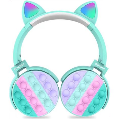 Casque Bluetooth CT-950 stéréo filaire sans fil avec écouteurs lumineux oreilles de chat, bulles à presser, serre-tête, cadeau d'anniversaire pour famille et amis (1/5)