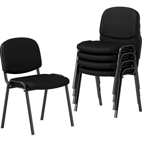 COSTWAY Set di 5 Sedie per Sala d'Attesa, Sedia Ospite Impilabile per Studio Ufficio, per Sala Conferenze, Sala d'Attesa, Portata 150 kg (1/5)