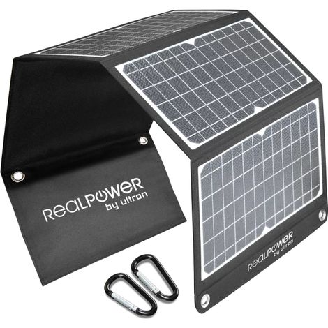 realpower SP-30E tragbares Solarpanel schwarz und weiß