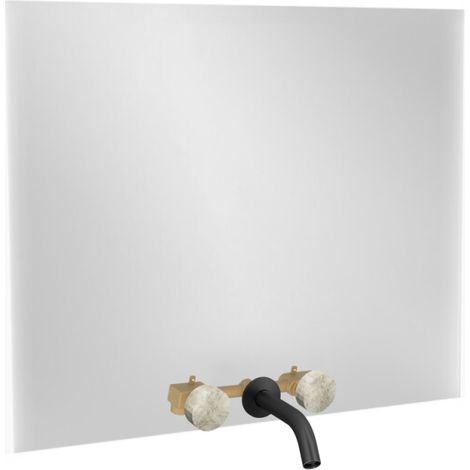 Espejo 3 agujeros 120 cm + mezclador de lavabo empotrado 3 agujeros JACOB DELAFON Grands Boulevards suavidad mineral y negro