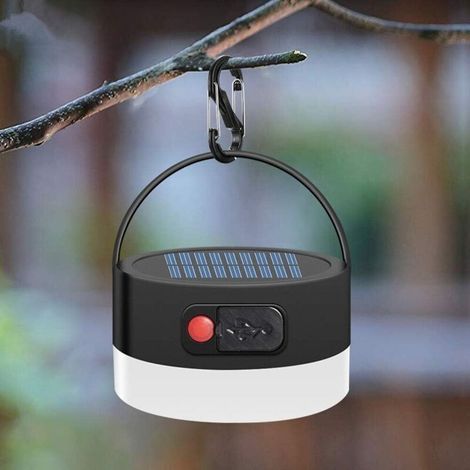 2-en-1 Solaire Lanterne Camping Rechargeable,Mini Lanterne LED Portable,Solaire Batterie 2000mAh,IP65 Eclairage Camping Etanche,Lampe urgenc pour Camping,Bivouac,Pêche,Randonnée,Tente (1/5)