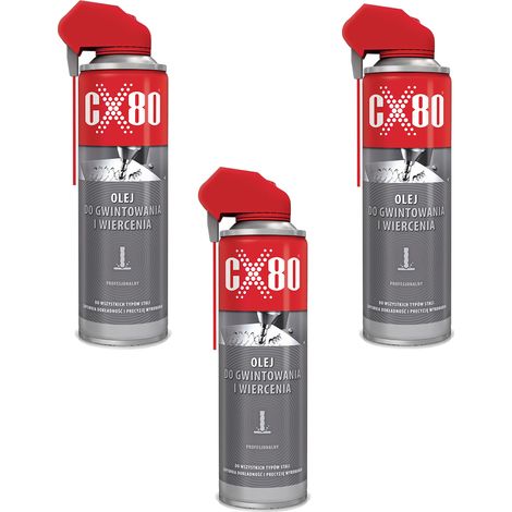 Olio CX80 per lavorazione, filettatura, foratura, acciaio, metallo, spray 3x500ml (1/2)