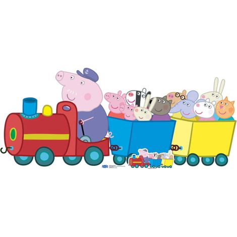 Figurine en carton Peppa Pig - Papy Pigs et les enfants dans le train Hauteur 84 cm (1/5)