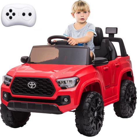 GARVEE Kinder Elektroauto Toyota Tacoma offiziell lizenziert mit Eltern-Fernbedienung, 12V Akku, LED-Scheinwerfer, Sicherheitsgurt, für Kinder von 3-8 Jahren, Rot (1/5)
