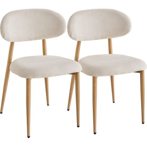 Wokaka Pacchetto di 2 sedie – Sedia da pranzo in lino – stile scandinavo minimalista – per soggiorno e cucina – Beige