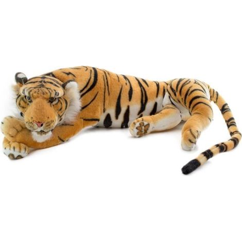 BRUBAKER Tigre Peluche 60 cm - Couché Marron (1/4)