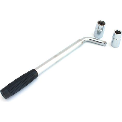 clé de roue Clé à douille pour écrous ergot allongée universelle télescopique pneu voiture en croix écrou Silver - (1/5)