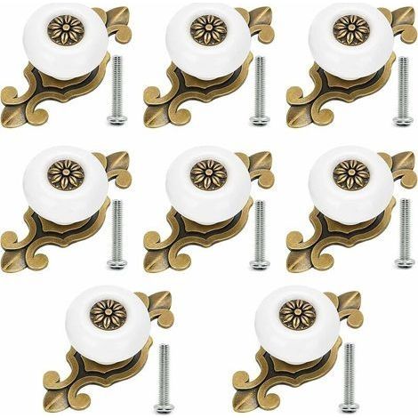 Bouton Ceramique, Meuble Boutons de Tiroir Vintage 8 Pièces Boutons en Métal Pour Bureau Tiroirs et Placard (1/5)