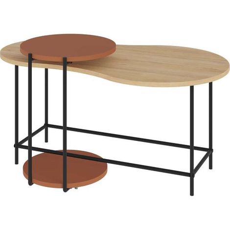 Set de 2 mesas de centro modelo Rolan acabado roble/terracota, 53.8cm(alto) 102.5cm(ancho) 65m(fondo). (1/2)